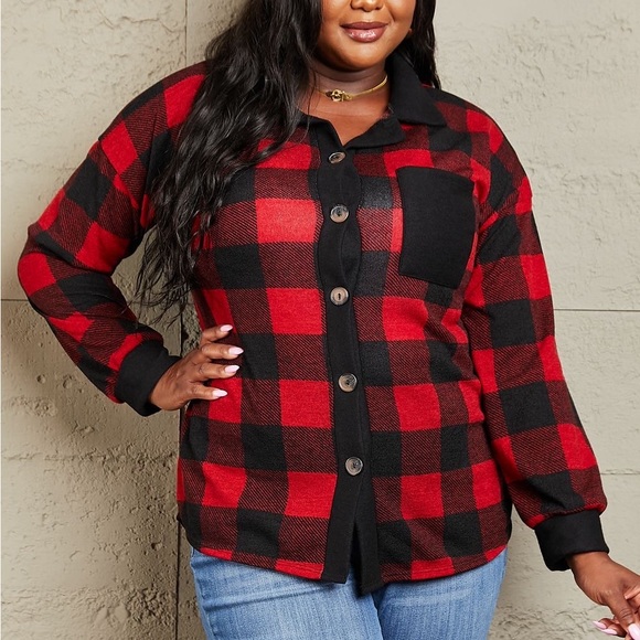 HEIMISH USA Jackets & Blazers - NEW Heimish Make It Last Plus Size Buffalo Plaid Button Up Shacket Shirt Jacket